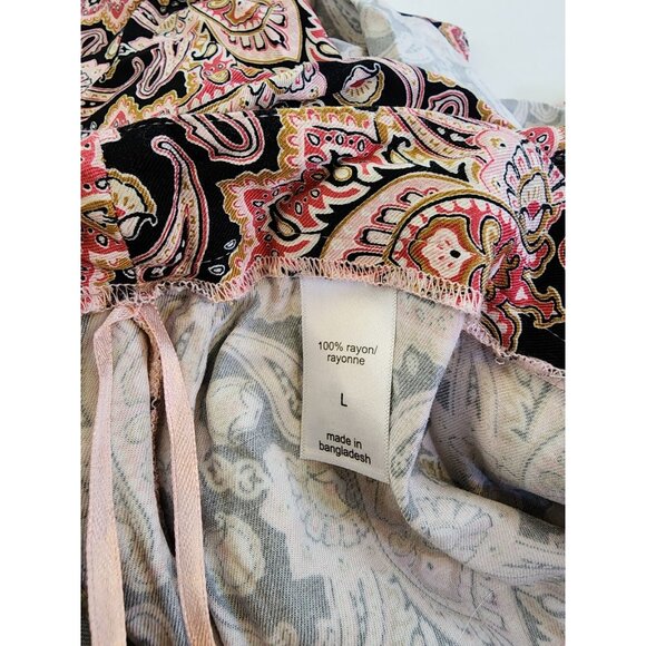 Maurices Full Wrap Skirt Women L Button Stretch Tie Closure Paisley Multicolor - Picture 9 of 10